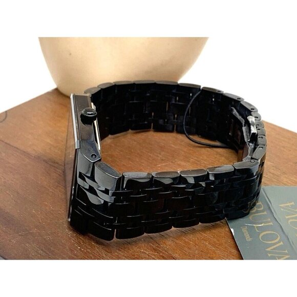 Bulova Men's Watch 98D164 Quartz Diamond Black Dial Steel Quartz CHIPPED… - Picture 9 of 14